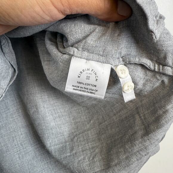 Kirrin Finch Androgynous Button Down Shirt Elbow Patch Gray Womens - 10 - Picture 6 of 10